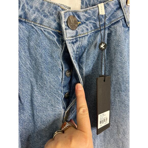 One Teaspoon Free People Smiths Low Waist Wide Leg Denim Jeans NWOT SZ 34 - Picture 6 of 14
